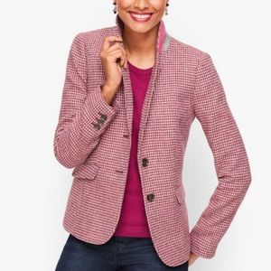 Talbots Pink Shetland wool houndstooth jacket blazer